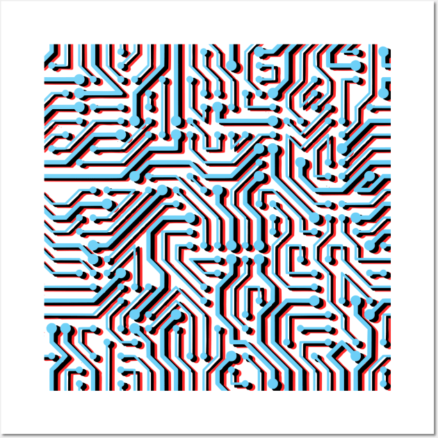 Motherboard pattern in blue and red Wall Art by kapotka